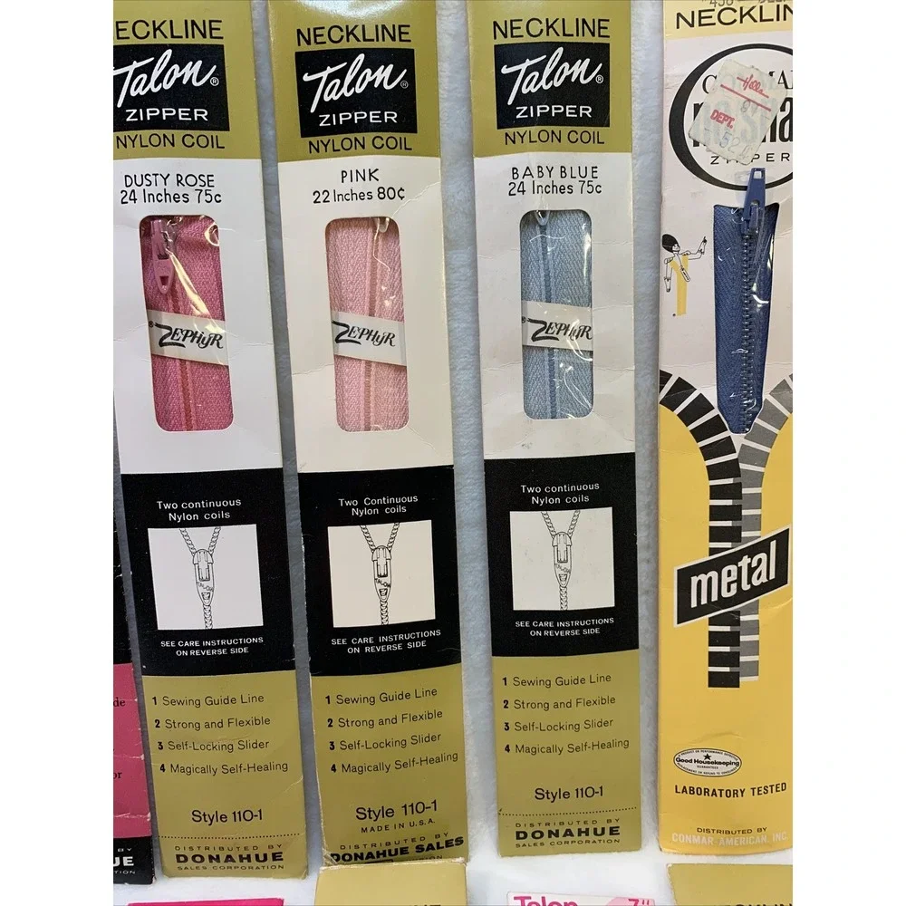Vintage Lot of 14 Zippers Talon Unique Commar Assorted Colors &‎ Sizes NIP NOS